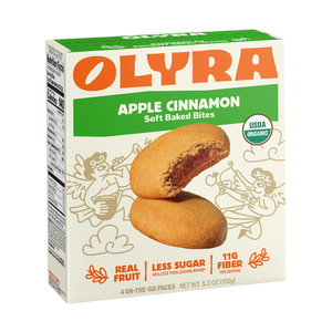 Box of Olyra Apple Cinnamon Soft Baked Bites on a white background