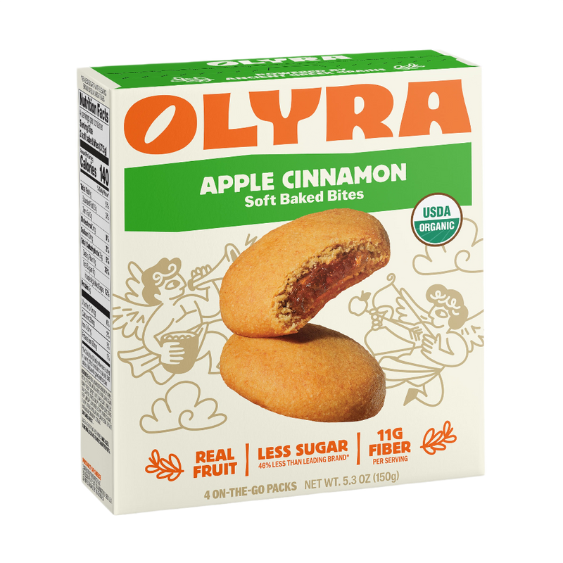 Box of Olyra Apple Cinnamon Soft Baked Bites on a white background