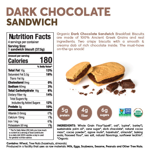 Dark Chocolate Sandwich Bars - USDA Organic