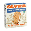 Box of Olyra Greek Yogurt Blueberry Cèreme Breakfast Biscuits on a white background