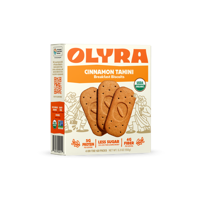 A Box of Olyra Cinnamon Tahini Biscuits
