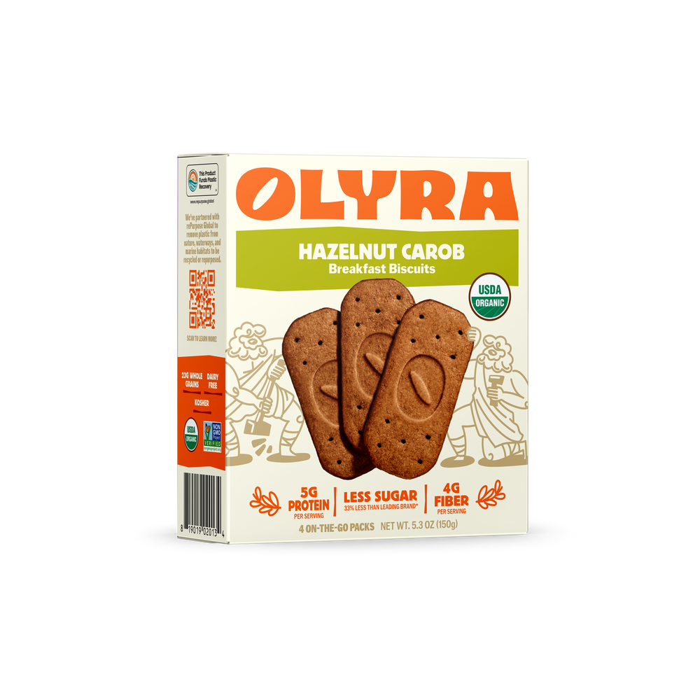 A Box of Olyra Hazelnut Carob Biscuits