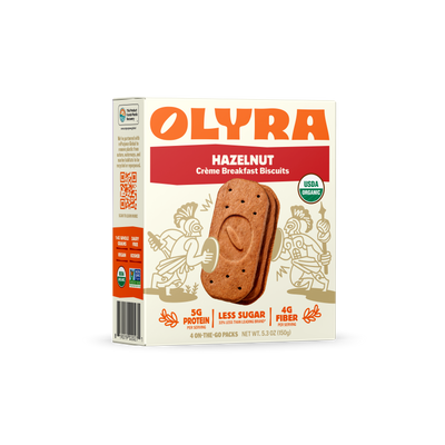 A Box of Olyra Hazelnut Creme Breakfast Biscuits