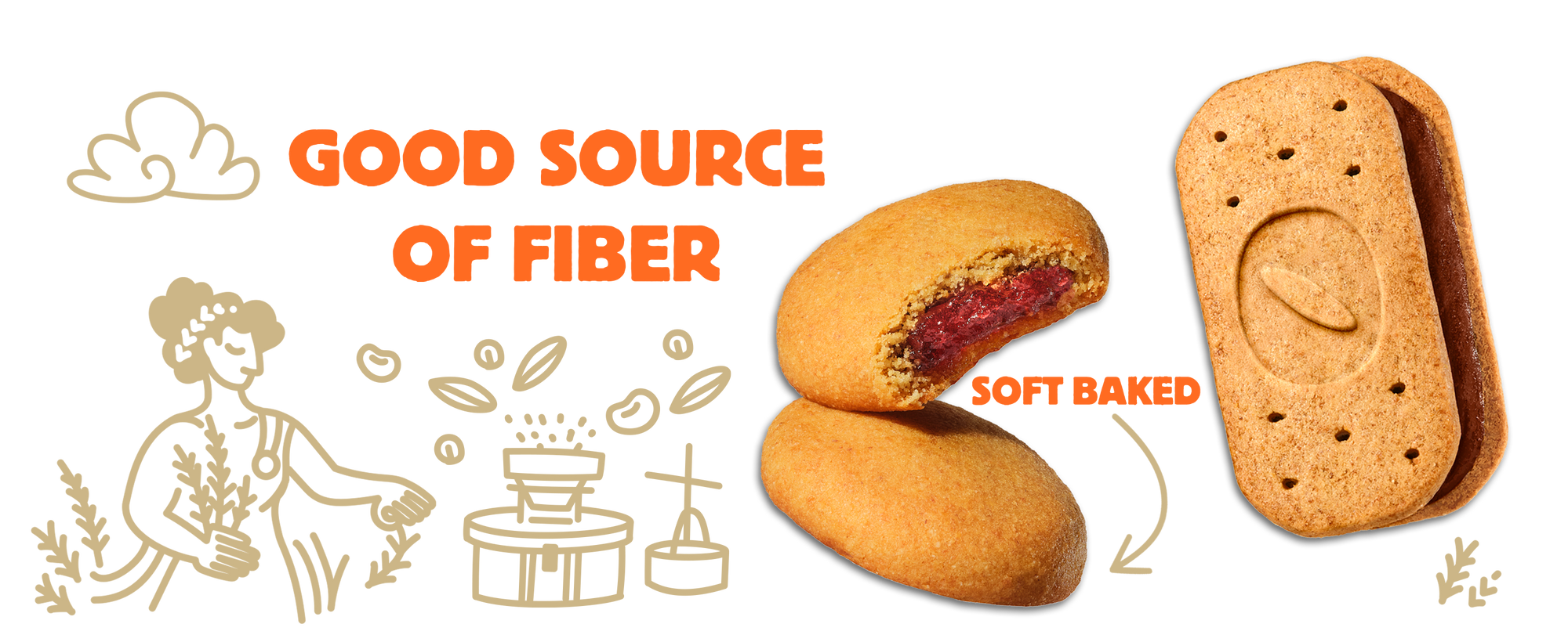 An image showcasing both Soft Baked Bites and Sandwich Biscuits