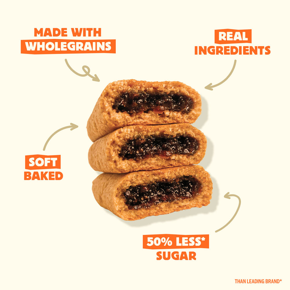 Olyra Fig Bar with various nutritional health claims including 50% less sugar.