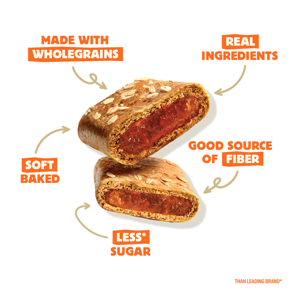 Closeup of Olyra Fruit & Grain Bars with nutritional information