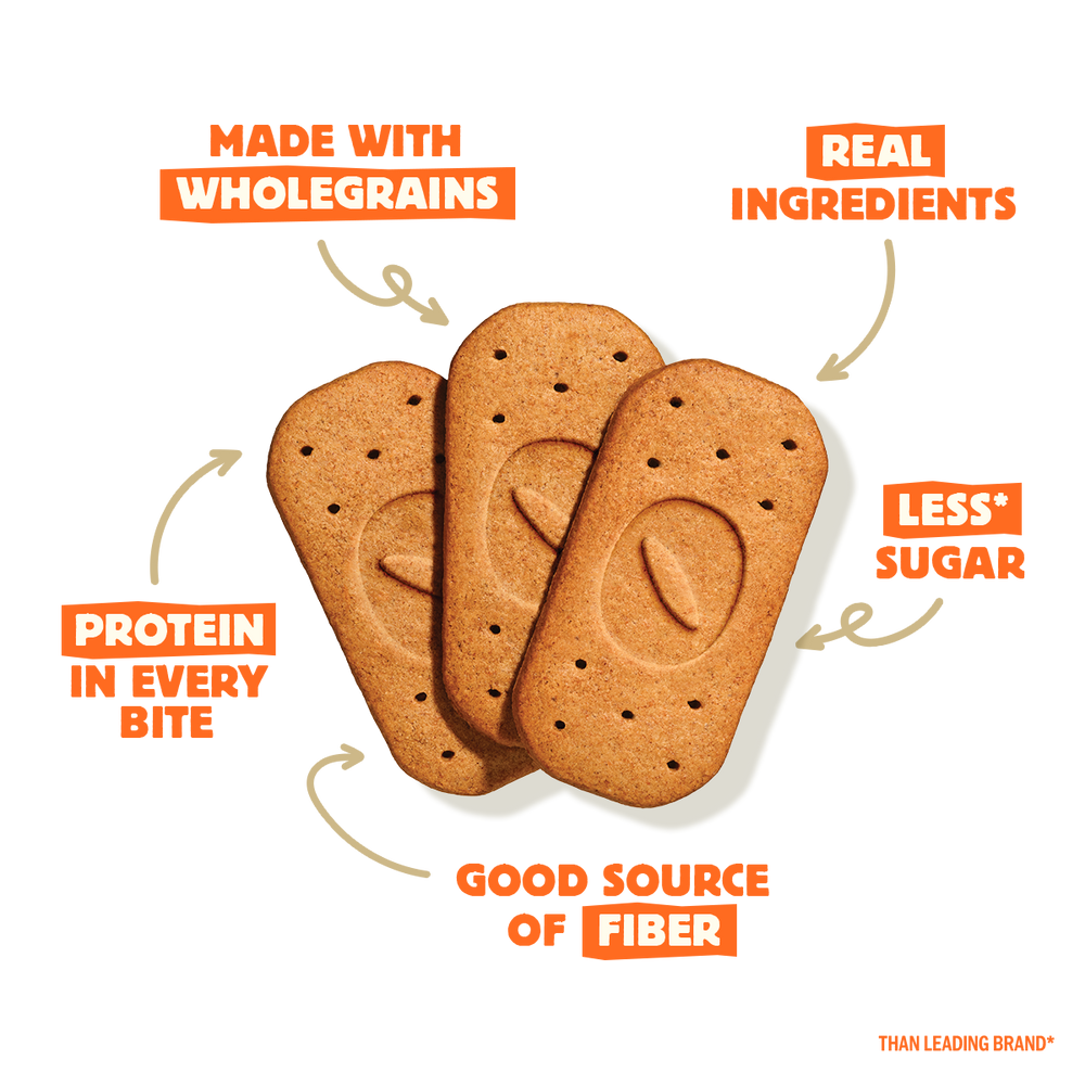 Three cinnamon tahini biscuits with health benefits text on a white background
