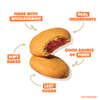 Two soft-baked pastries with text highlighting health benefits on a white background