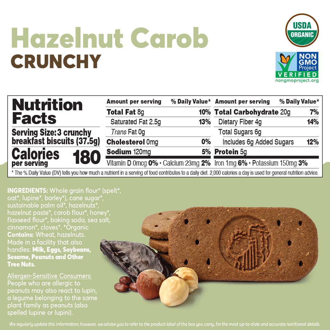 Hazelnut Carob Crunchy Breakfast Biscuits