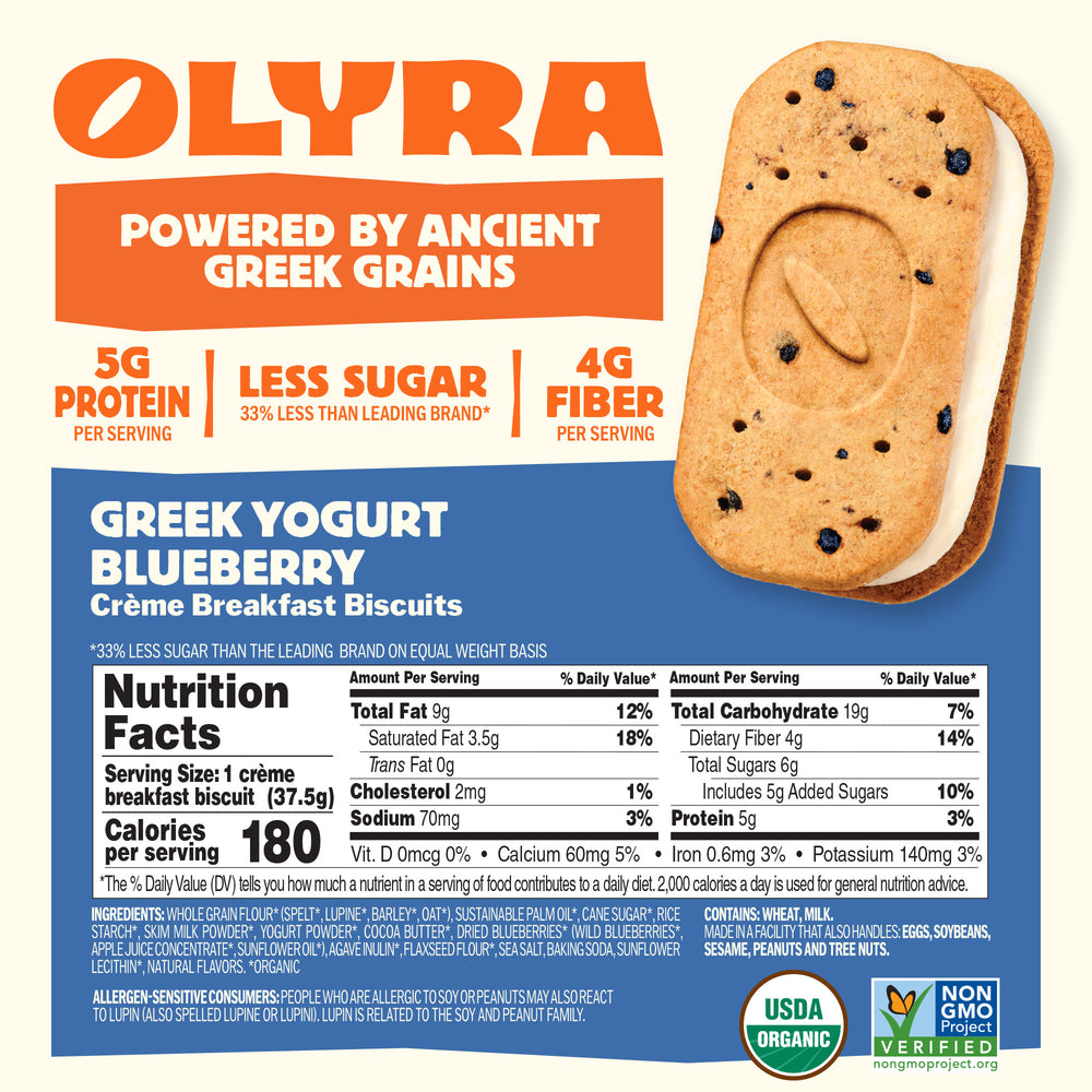 Greek Blueberry Yogurt Crème Breakfast Biscuits - 4 Bars