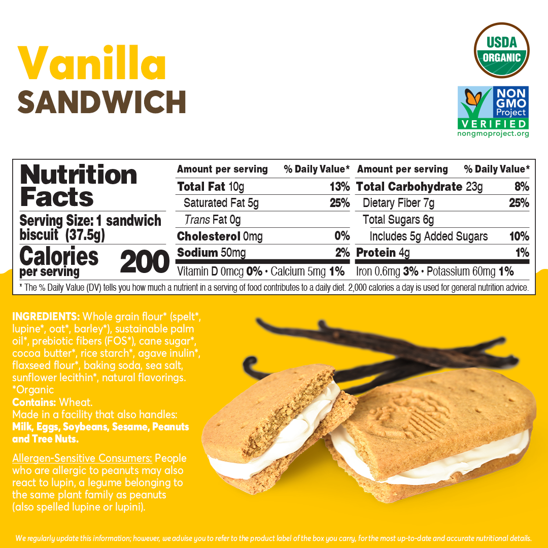 Vanilla Sandwich Breakfast Biscuits - 4 Bars