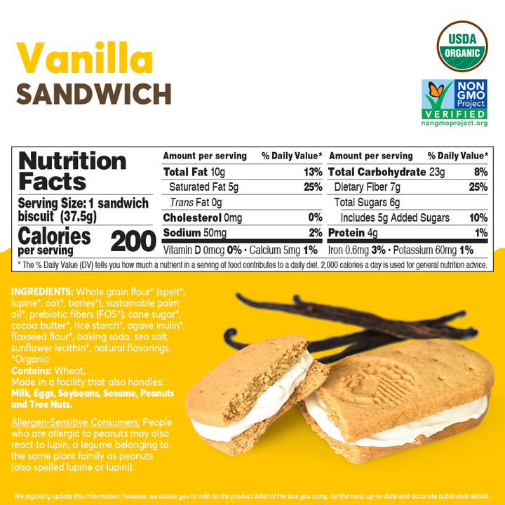 Vanilla Sandwich Breakfast Biscuits - 4 Bars