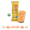 Olyra Vanilla Creme Breakfast Biscuits packaging with a single biscuit sandwich on a background with details