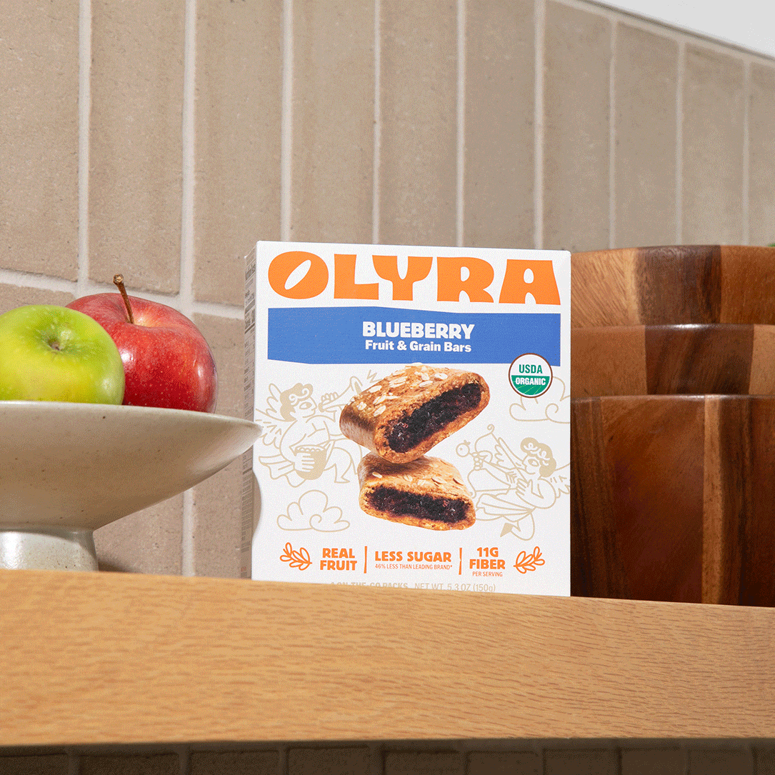All Olyra flavors rotating on a shelf