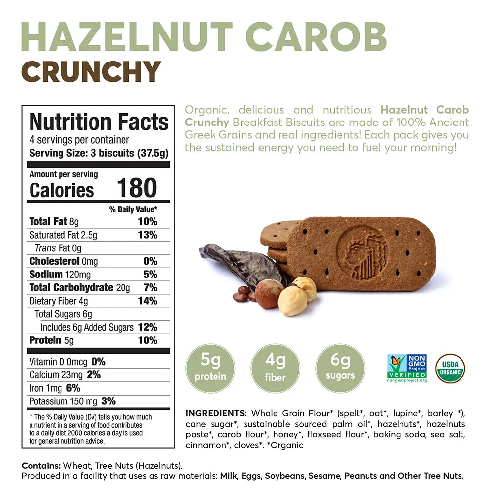 Hazelnut Carob Crunchy Breakfast Biscuits - Bundle